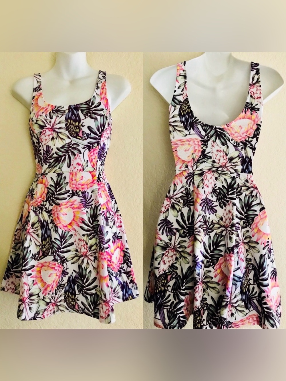 H & M CONSCIOUS Succulent Print Tropical Mini DRESS NWT Size 0